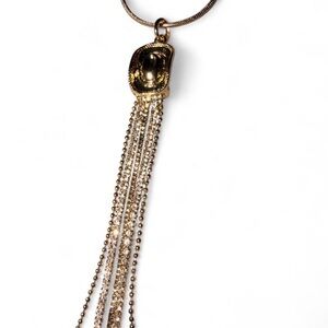 Elegant Gold Cowboy Hat and Tassel Necklace